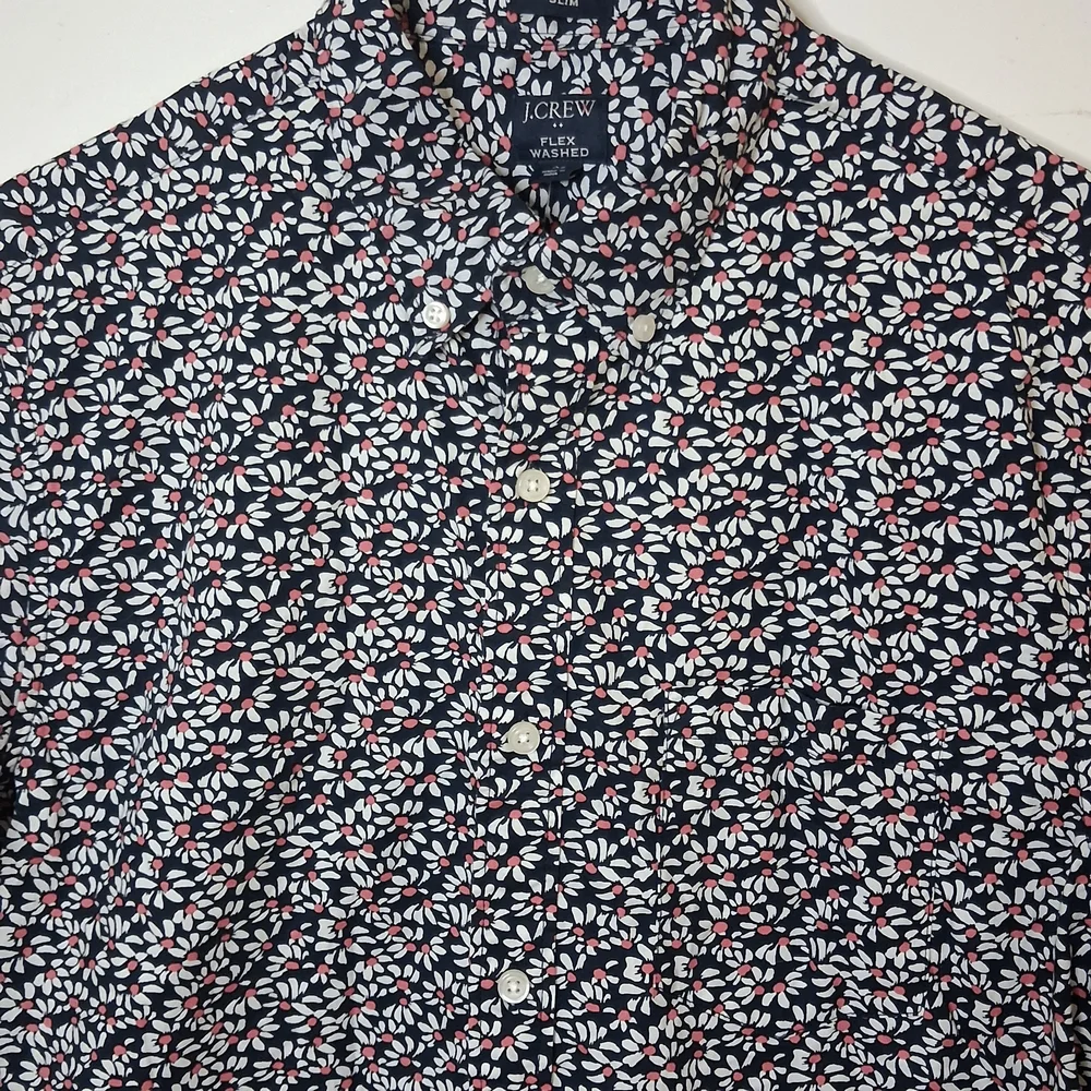 J. Crew Men's‎ Navy Floral Print Short Sleeve Shirt Slim Casual Size M